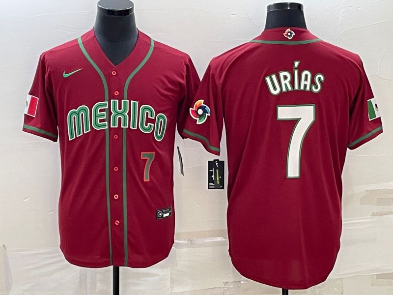 Men 2023 World Cub Mexico #7 Urias Red Nike MLB Jersey19->more jerseys->MLB Jersey